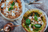 2 pizzas from La Piola Pizza shot from above