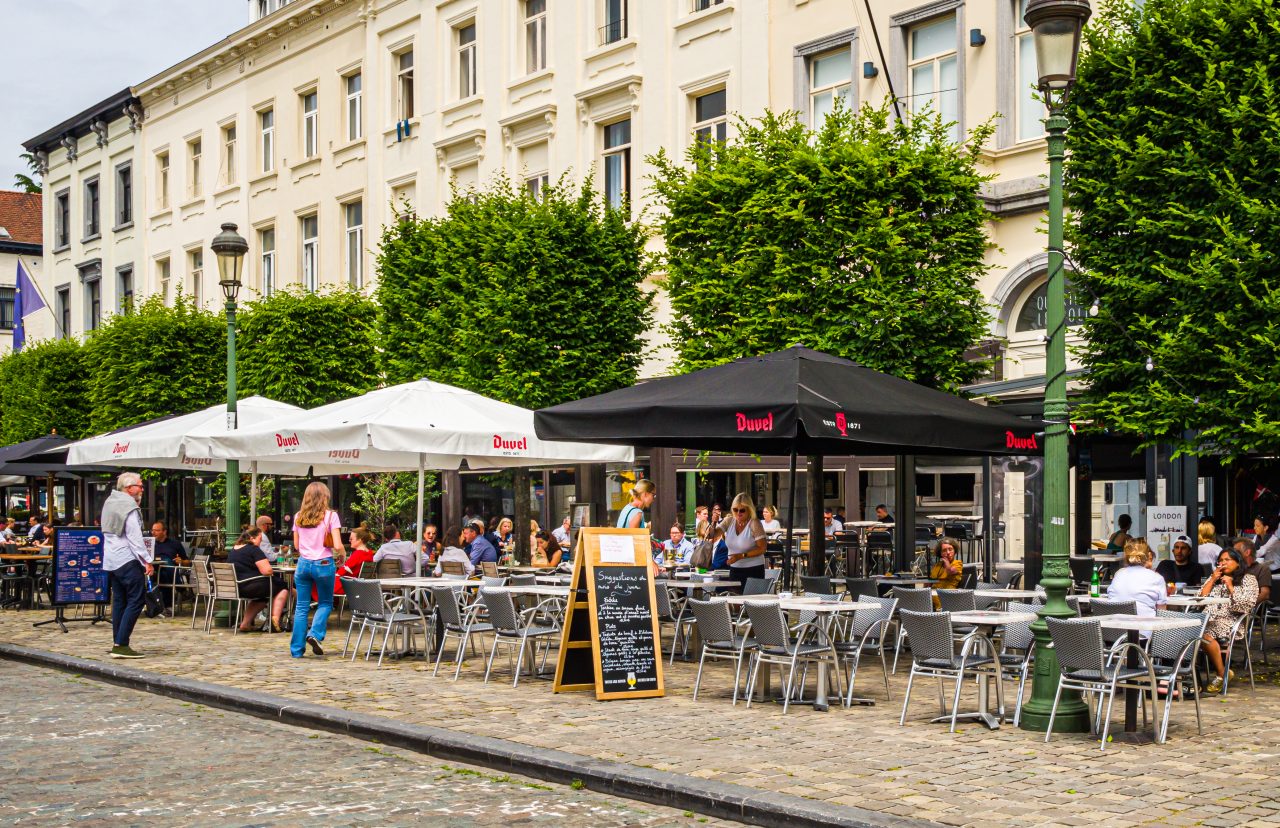 The terraces in Place du Luxembourg are filling up